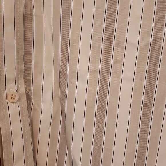 GUCCI Medium Tan and white long sleeve Stripe Dress Shirt - Picture 2 of 4